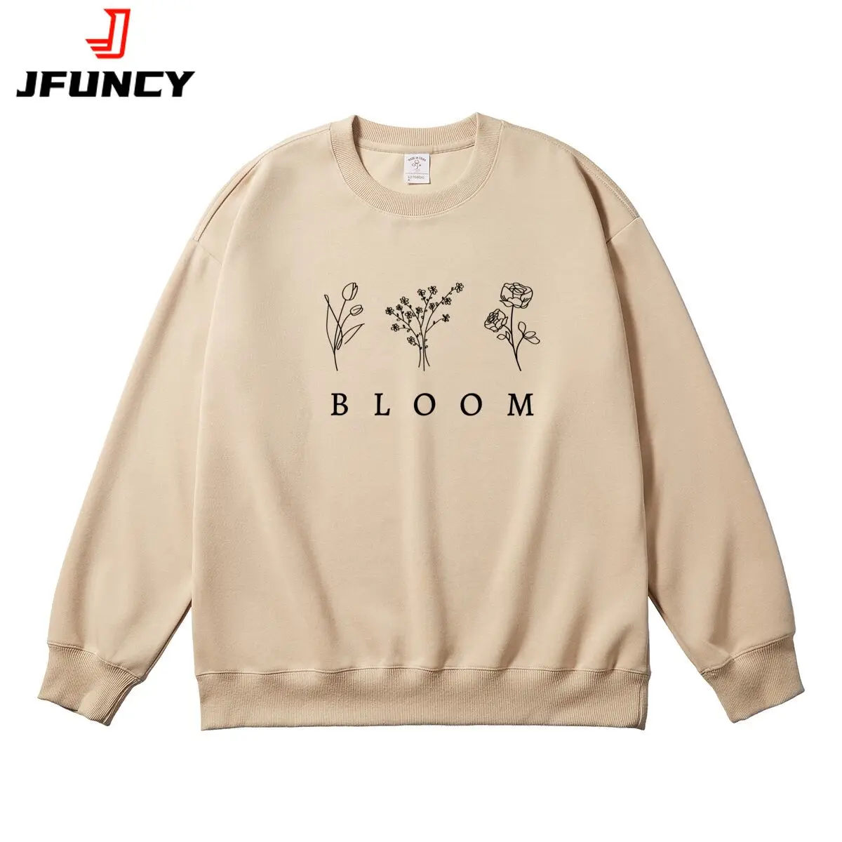 

Oversized Women's Pullover Simple Flower Graphic Woman Tops Round Neck Long Sleeve Female Sweatshirt Autumn Winter Clothes