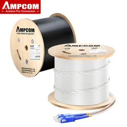 AMPCOM  Pre-terminated Fiber Optic Cable SC-SC Simplex and Duplex, Single Mode FTTH Indoor Drop Cable, 2 Steel Strength Member