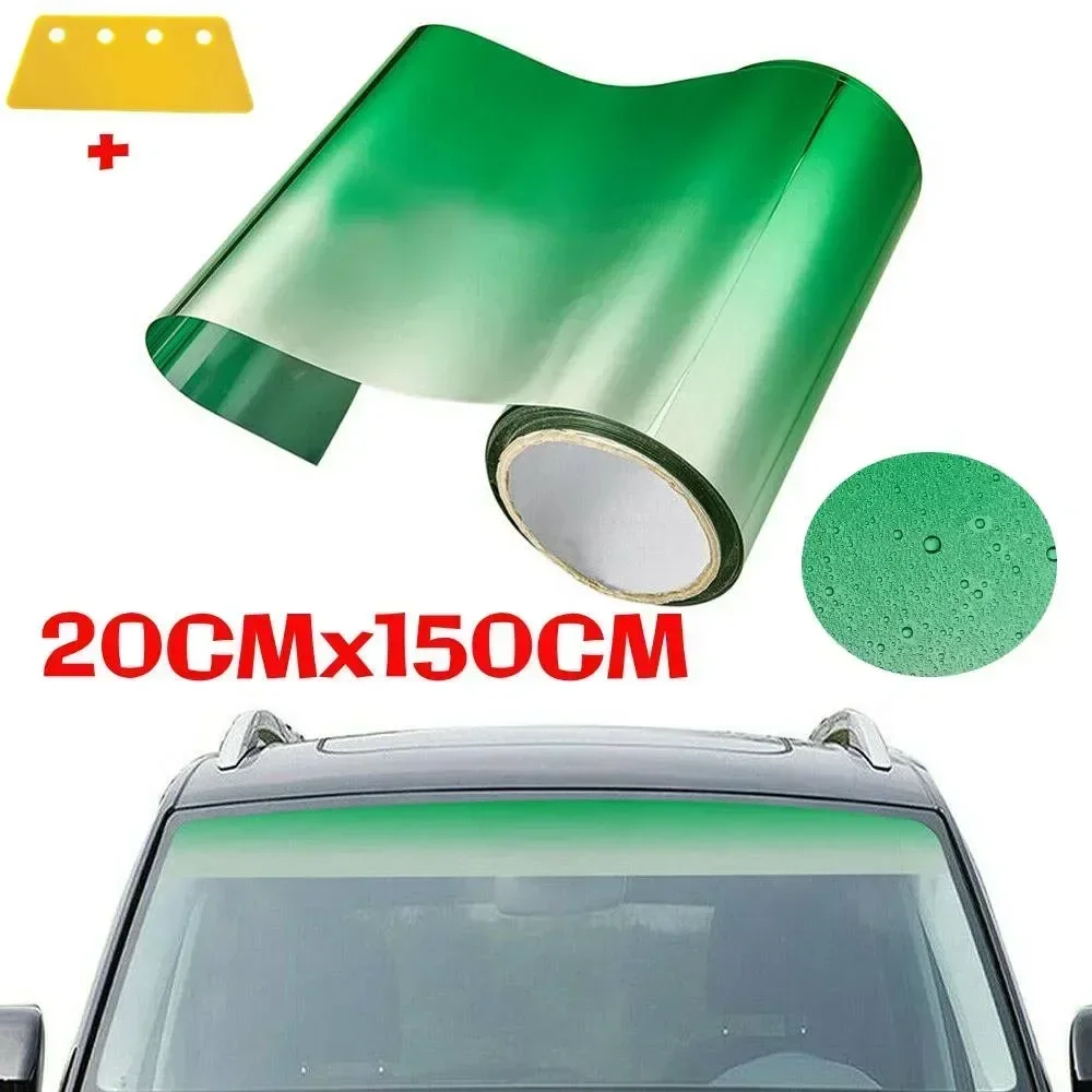 150cm Green Sun Visor Strip Tint Film Car Front Windshield UV-Shade Accessories PVC 20CMx150CM For All Models Trim Part