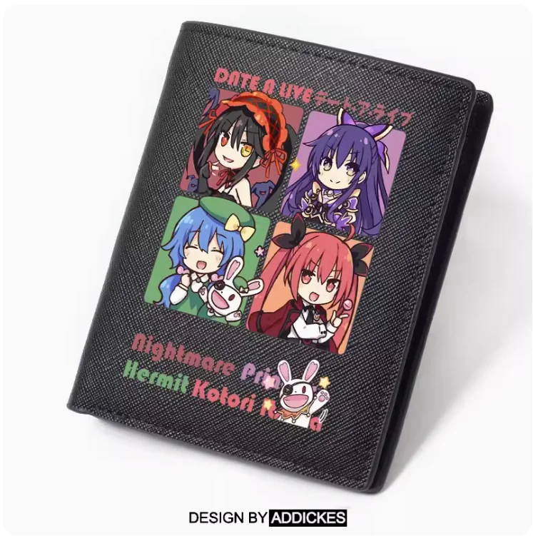 Anime DATE A LIVE Kotori Itsuka Himekawa Yoshino Fashion Wallets PU Purse Card Coin Zipper Money Bag Cosplay Gift B003