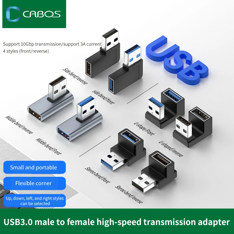 90度の角度のusbアダプター3.0,拡張可能なアダプター,オスからメスへの延長,10gbps