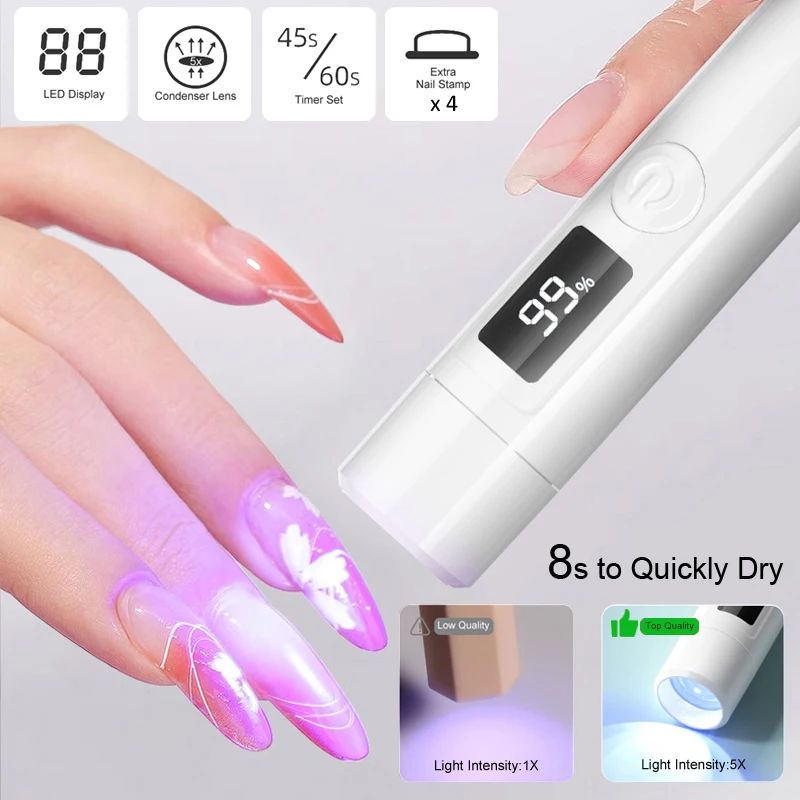 Mini lámpara de uñas Led UV recargable por USB, luz UV de curado de resina, Mini secador de uñas portátil, Mini lámpara Led UV para esmalte de Gel de uñas