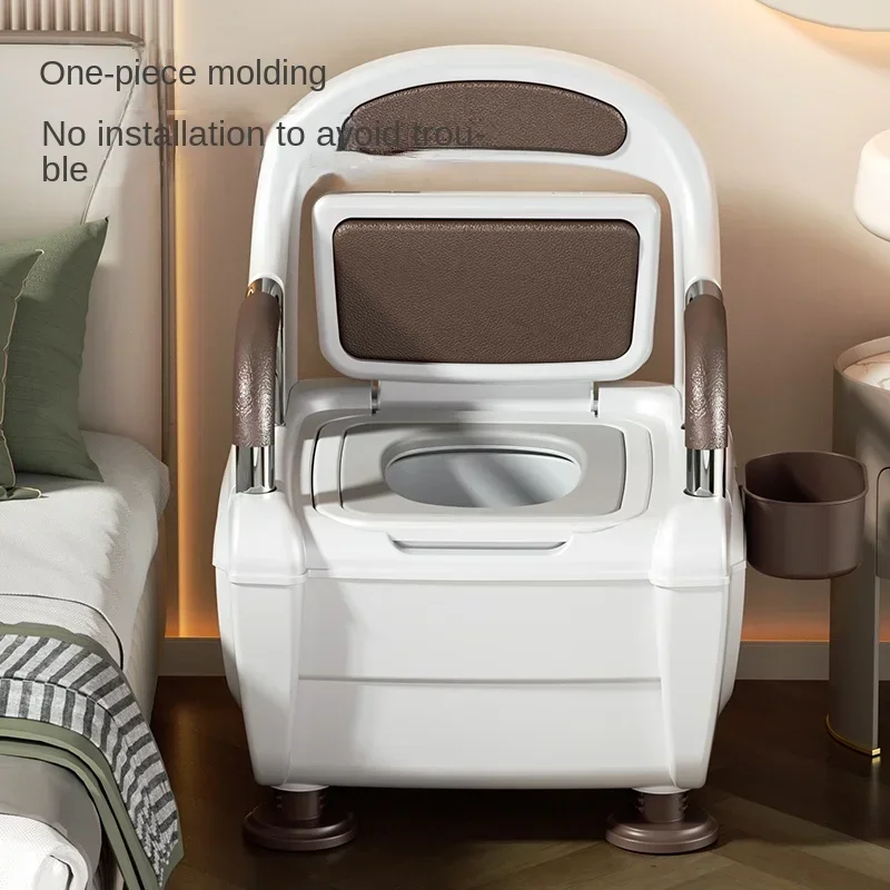 Professional Design Toilet for Elderly and Sick Luxury Portable Commode Chair Bedside Potty with Armrests Bathroom Safety Stool