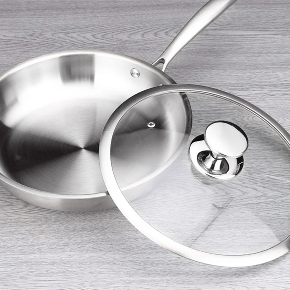 

1 pc Non-Stick Frying Stainless Steel Kitchen Cooking Pan Home Thickened Even Heat Conduction Gas Induction Stove