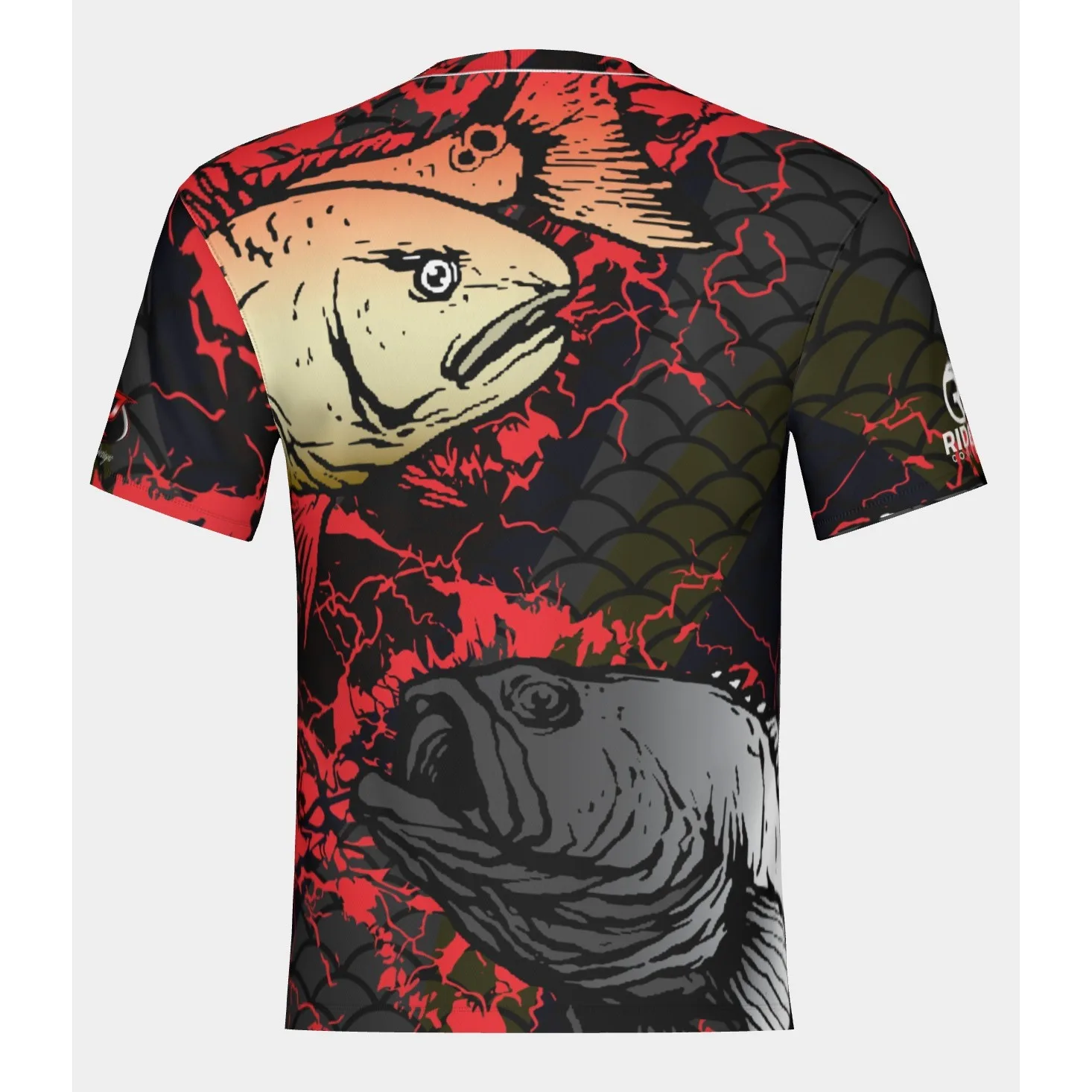 Men Water Sport Tee, Quick Dry & Breathable. Dramatic Dual Fish Graphic for Lakeside Trips and Weekend Outdoor Gatherings