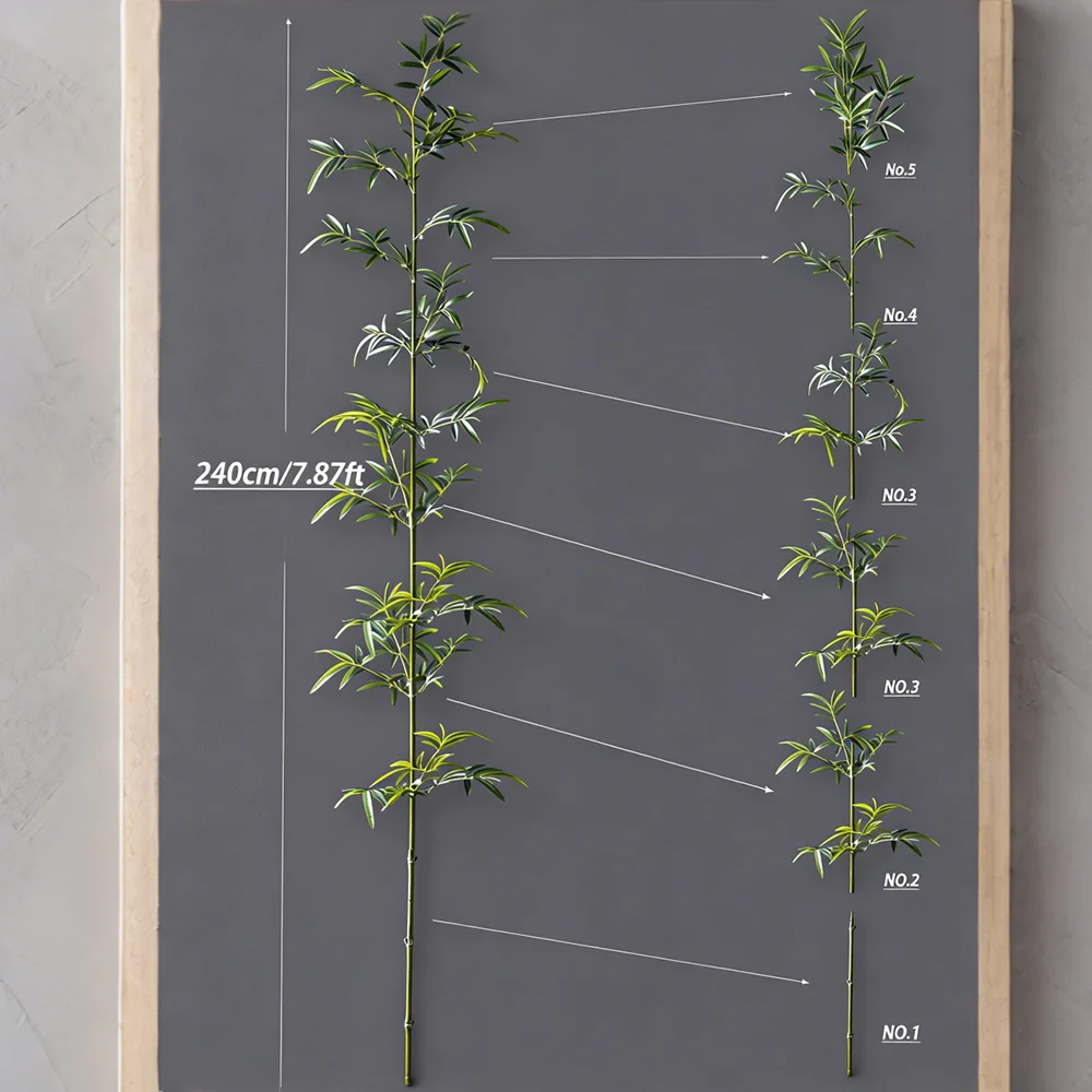 160-270 cm große künstliche Bambuspflanzen, künstliche Palme, Plastik-Bambusa-Blätter, tropischer Monstera-Baum für Haus, Garten, Laden, Dekoration – Detail 7