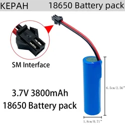 3.7V lithium ion rechargeable battery 18650 with replacement socket and SM interface line for emergency lighting rechargeable