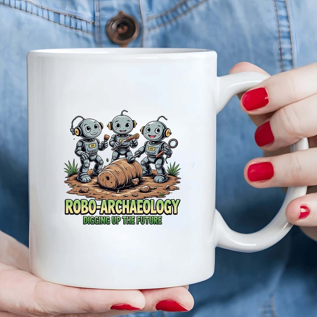 

11oz Cartoon Robot Archaeology Mug Kids Creative Gift Christmas Family Office Cup