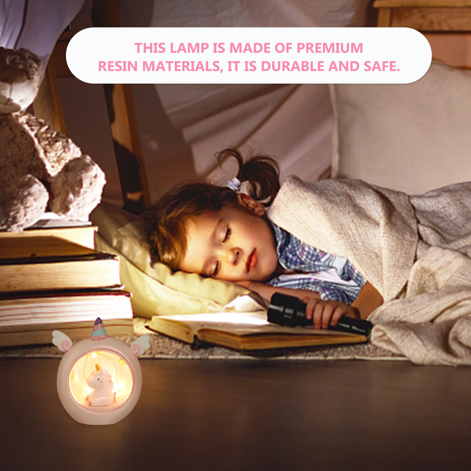 Lampu Malam Unicorn Lampu Meja Mini Lucu Lampu Meja Kreatif Resin Merah Muda Dekorasi Indah untuk Hadiah Kamar Anak-anak