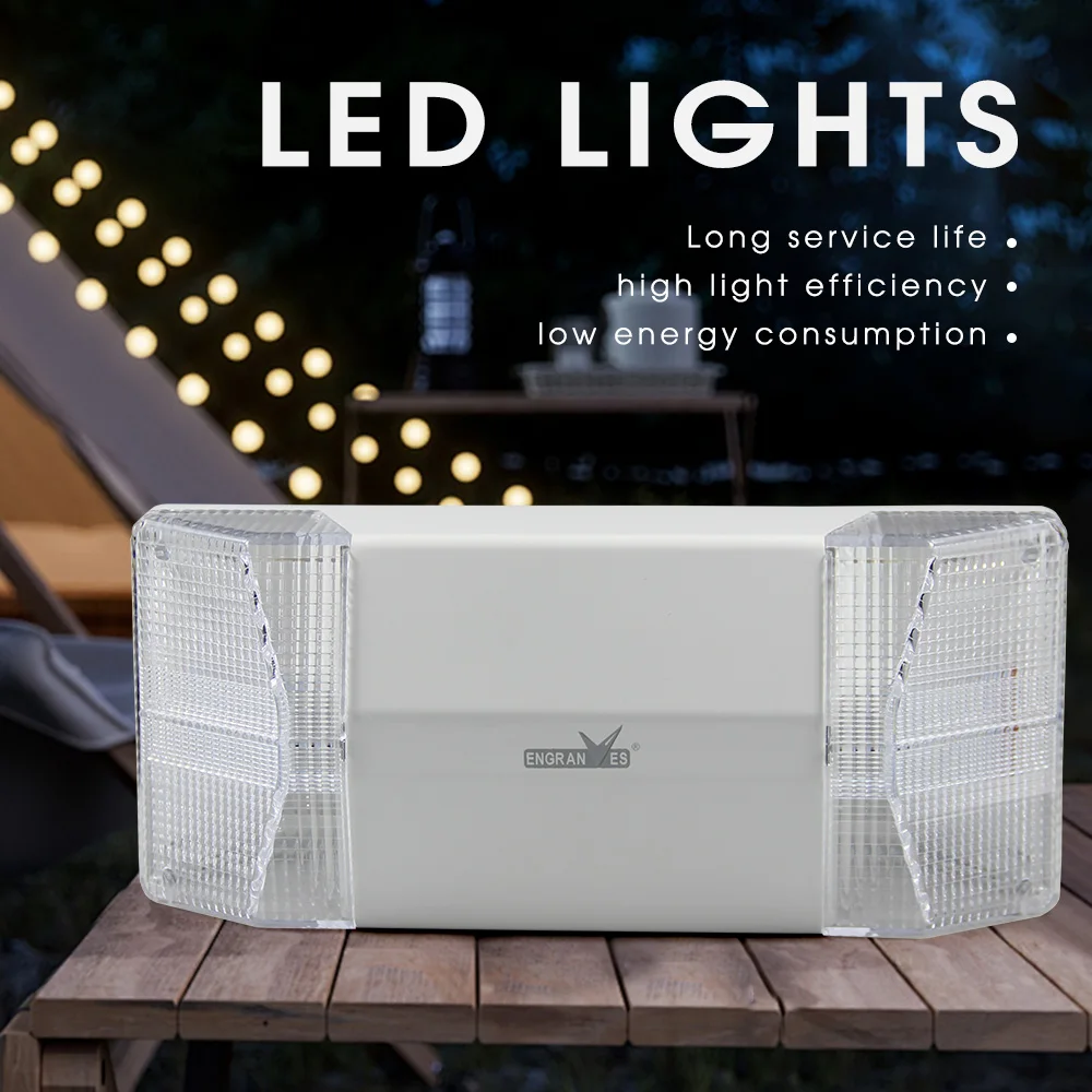 Dual Head LED Emergency Light Wall-mounted Fire Fighting Lamp Portable Camping Lamp Rechargeable Searchlight for Night Activity