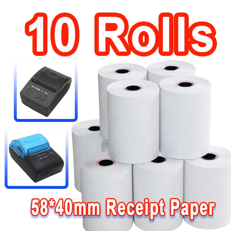 58mm Thermal Receipt Paper Rolls For Mini Bluetooth POS Printer-10Rolls