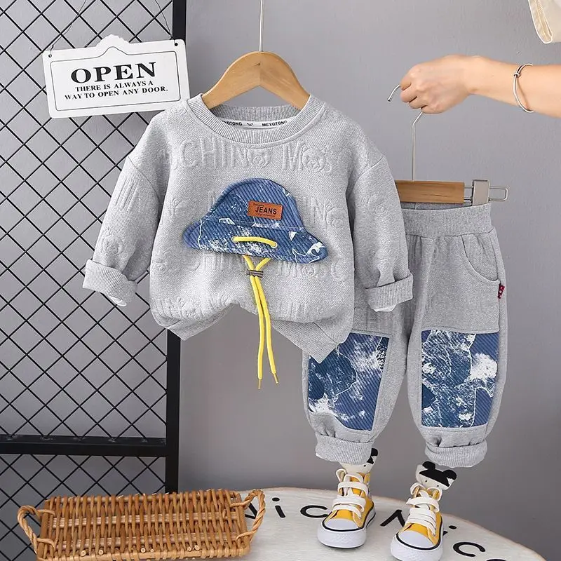 Children\'s Clothing Spring and Autumn New Baby Boys Long sleeved Sweater Pants Two Piece Set  Boys Tracksuits Outfit for Kids