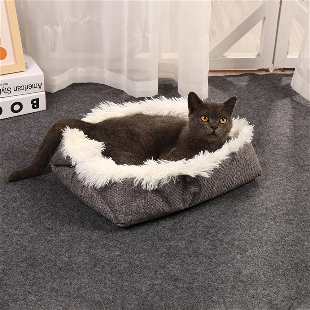 

Warm Pet Blanket Long Plush Foldable Cat Nest Winter Puppy Bed Mat Soft Sofa Cushions Kitten Sleeping Pad Indoor Kennel Basket