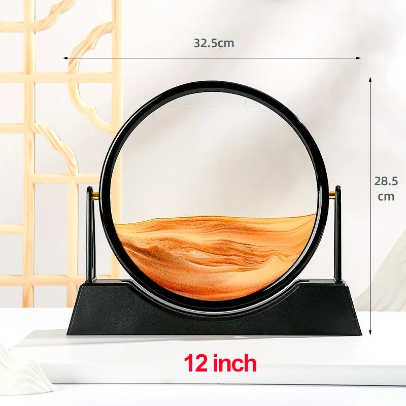 Rotatable Moving Sand Art Painting Round Glass 3D Deep Sea Sandscape Quicksand Hourglass Creative Flowing Sand Home Decor Gifts