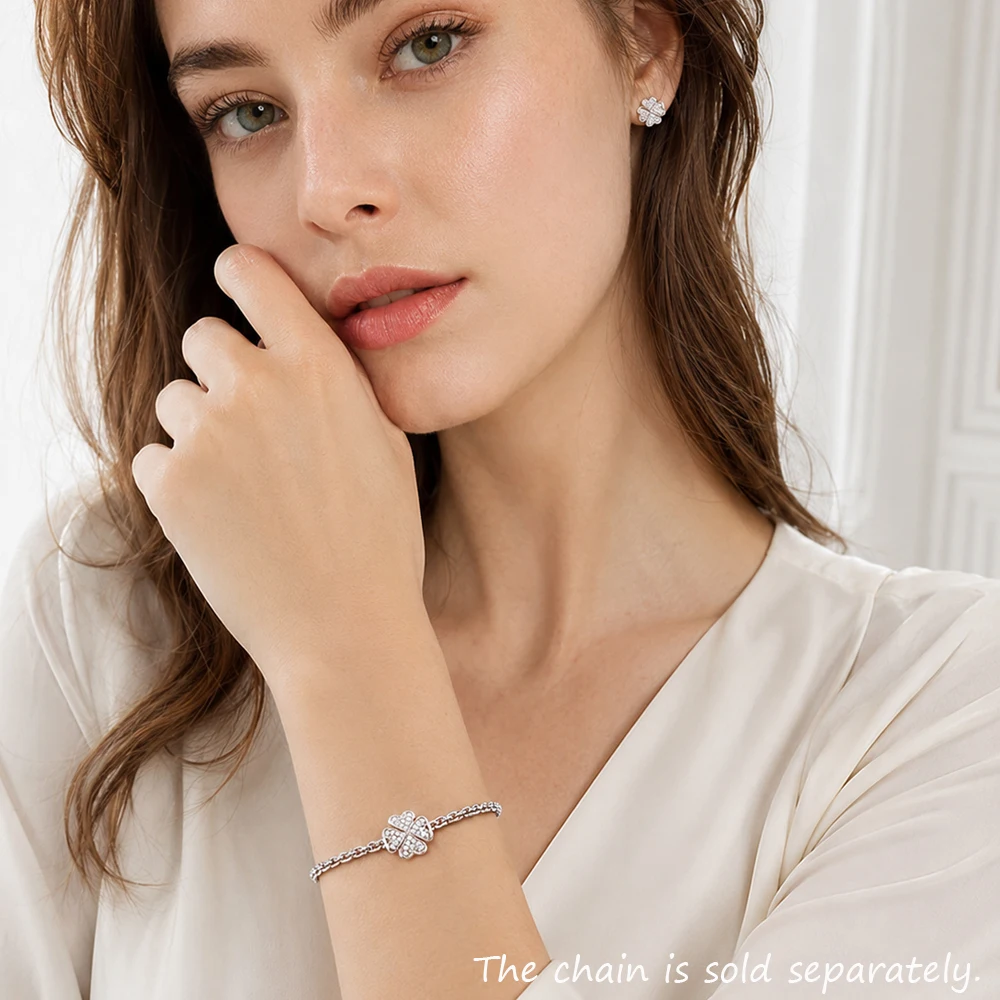 Koraliki Biały Kamień Koniczyna Nowy 925 Sterling Silver Charms Europa Szczęśliwa Biżuteria Akcesoria Prezent Dla Kobiet Mężczyzn — zdjęcie 2