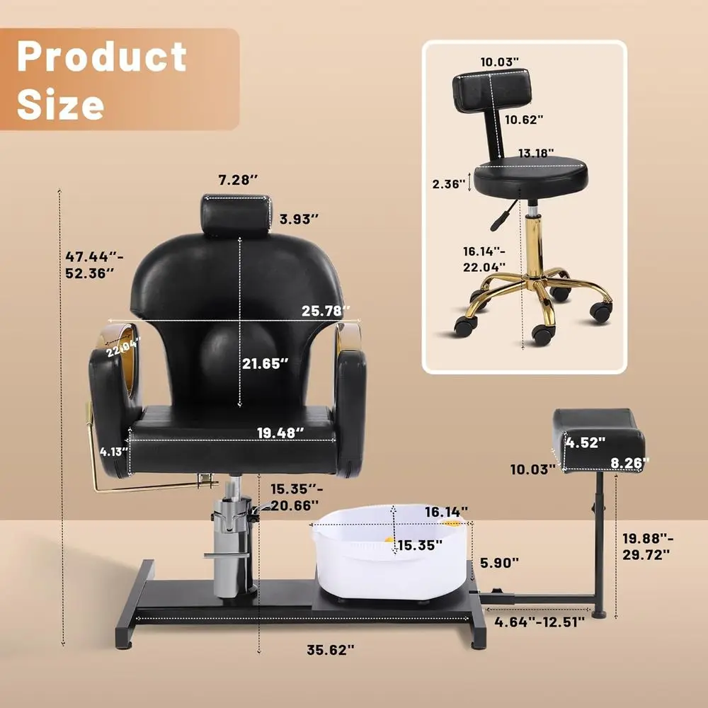 كرسي باديكير مع مقعد دوار 360 درجة، محطة باديكير قابلة للتعديل للرفع الهيدروليكي، كرسي باديكير هيدروليكي مع
