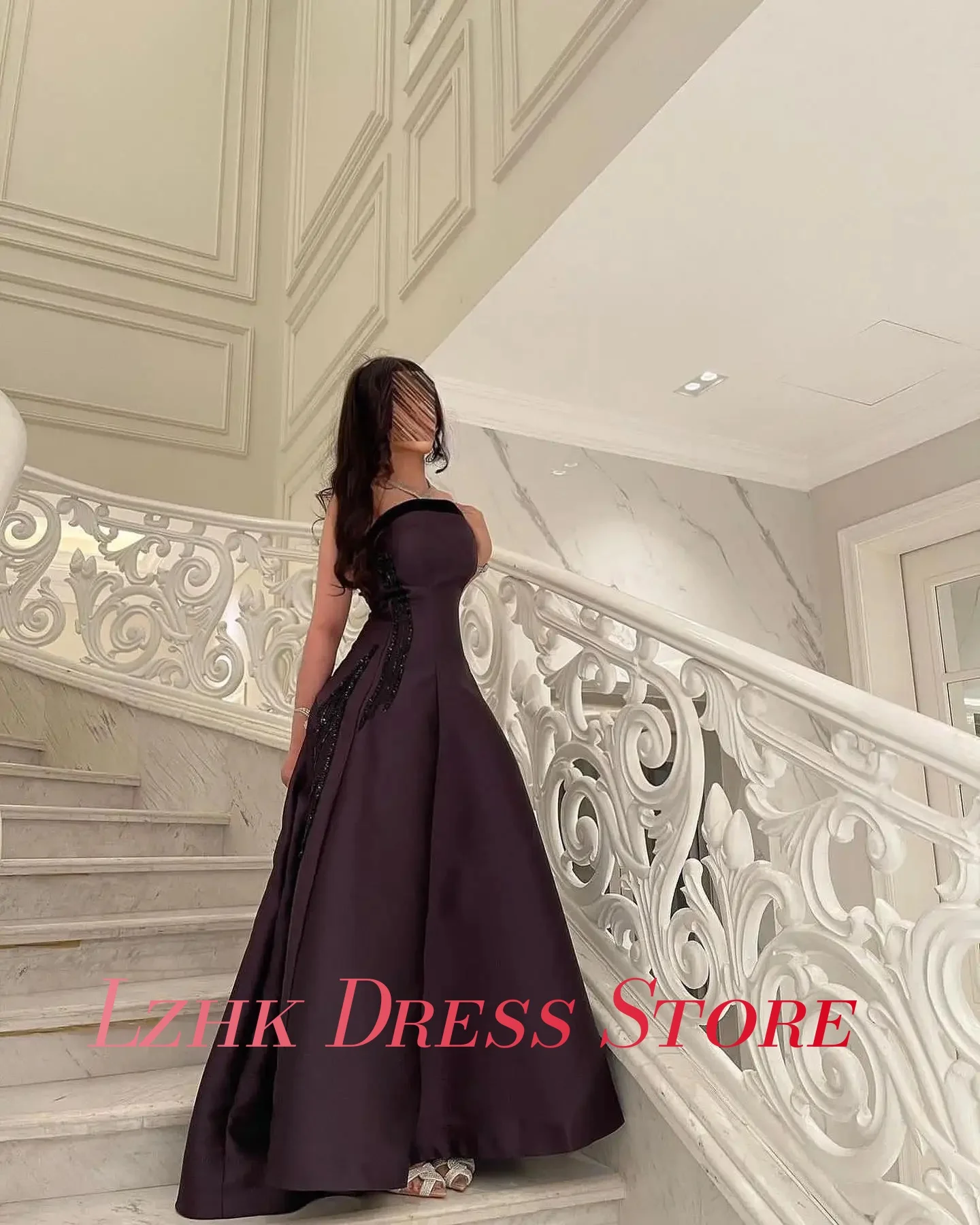 Personalizado requintado cetim a linha manga destacável lantejoulas cristal vestido de noite alta qualidade sem mangas vestidos de baile