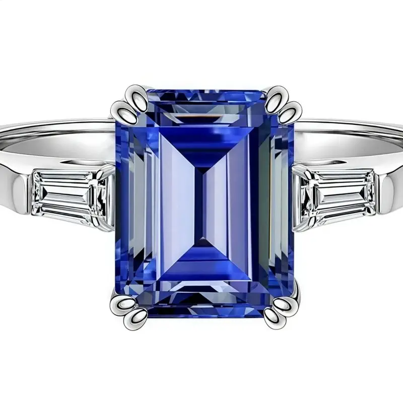 WINKIN WINSIN marque MST offres spéciales 2.5ct saphir synthétique Tanzanite 925 en argent Sterling haute teneur en carbone diamant bague bijoux