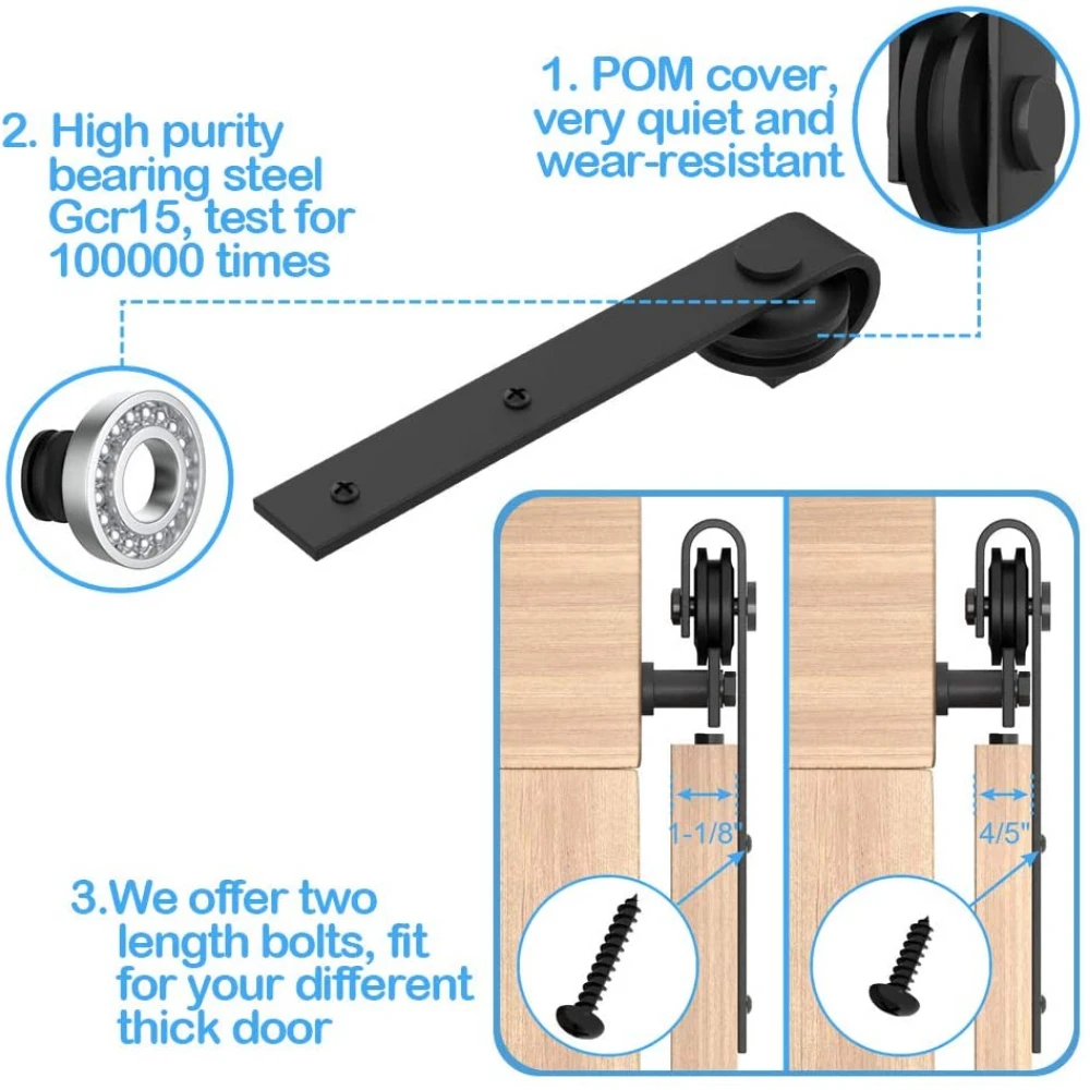 Imagem -05 - Lwzh 2.58ft Interior Super Mini Deslizante Barn Door Hardware Black Roller Rails Armário Armário Armário Kit Armário de Armazenamento j em Forma