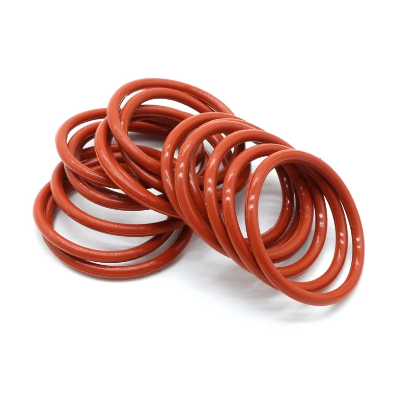 10Pcs VMQ O Ring Seal Gasket Thickness CS 2.4mm OD 6 ~ 100mm Silicone Rubber Insulated Waterproof Washer Round Shape Nontoxi Red