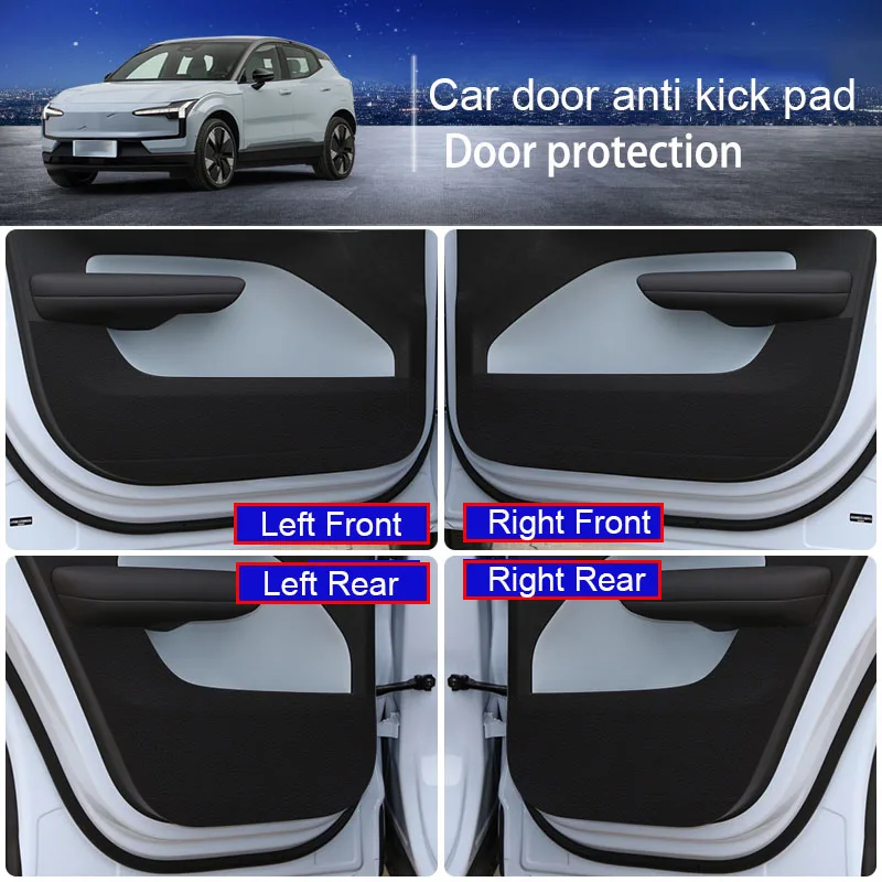 4 pezzi per VOLVO EX30 2024-2025 adesivi antigraffio porta Auto Anti Kick Pad pellicola protettiva in pelle accessori Auto in carbonio