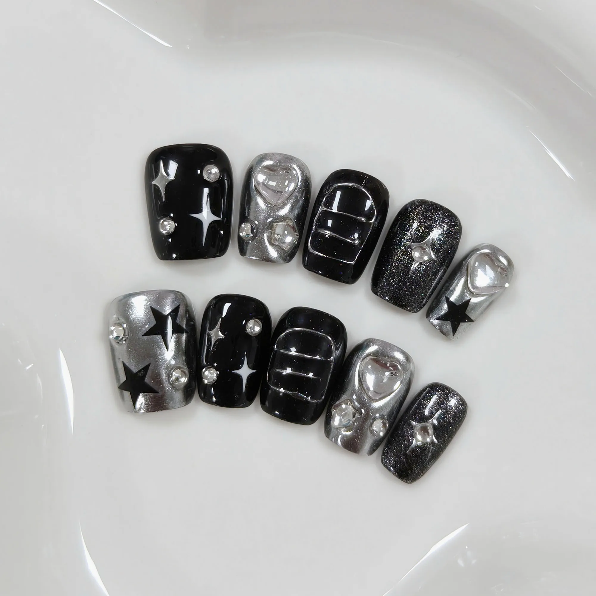 10pcs Black Cute Cat Handmade - đánh giá và giá Nail Art Inspo