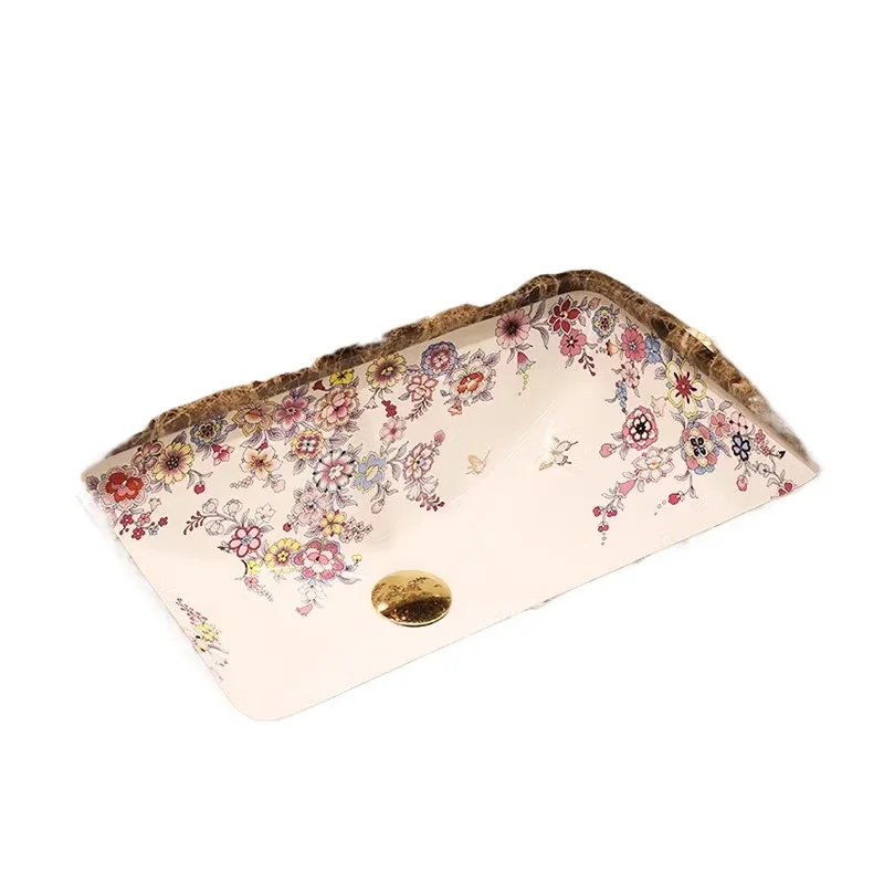 

Керамическая подстольная раковина для ванной комнаты, бытовая квадратная встроенная раковина для балкона