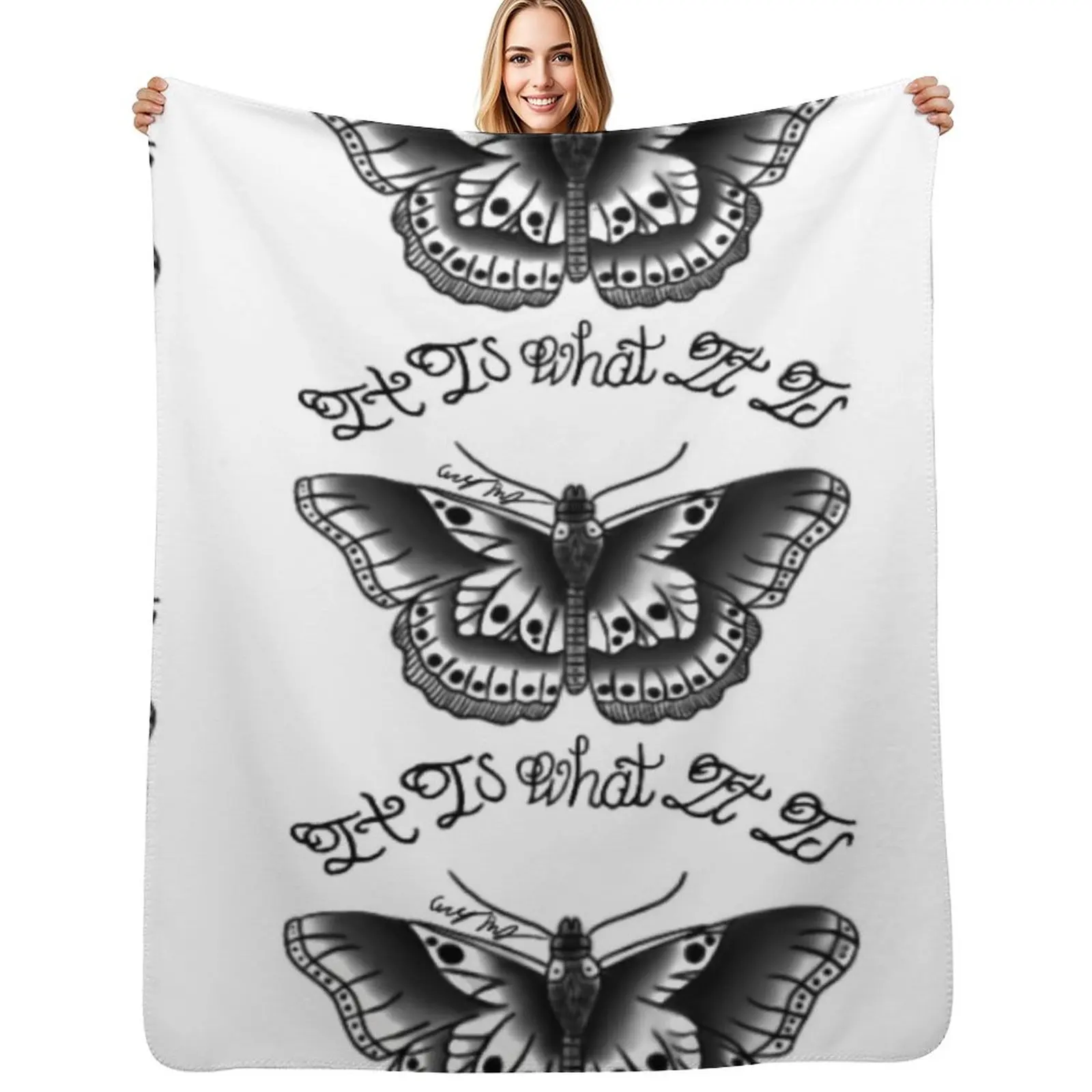 

It Is What It Is Tattoo Set Throw Blanket Flannel Fabric Decorative Beds Comforter Picnic Blankets