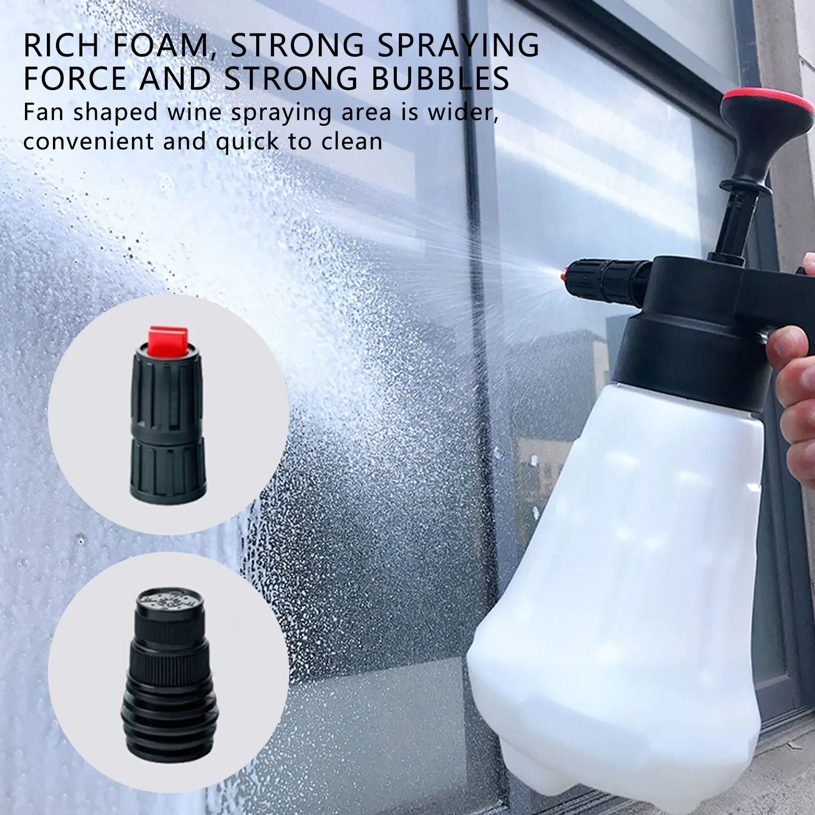 

2L Car Washer Foam Washing Pot Sprayer Fan Shaped Spray Kettle Auto Vehicle Snow Foamer Air Pressure Soap Clean Water Bottle