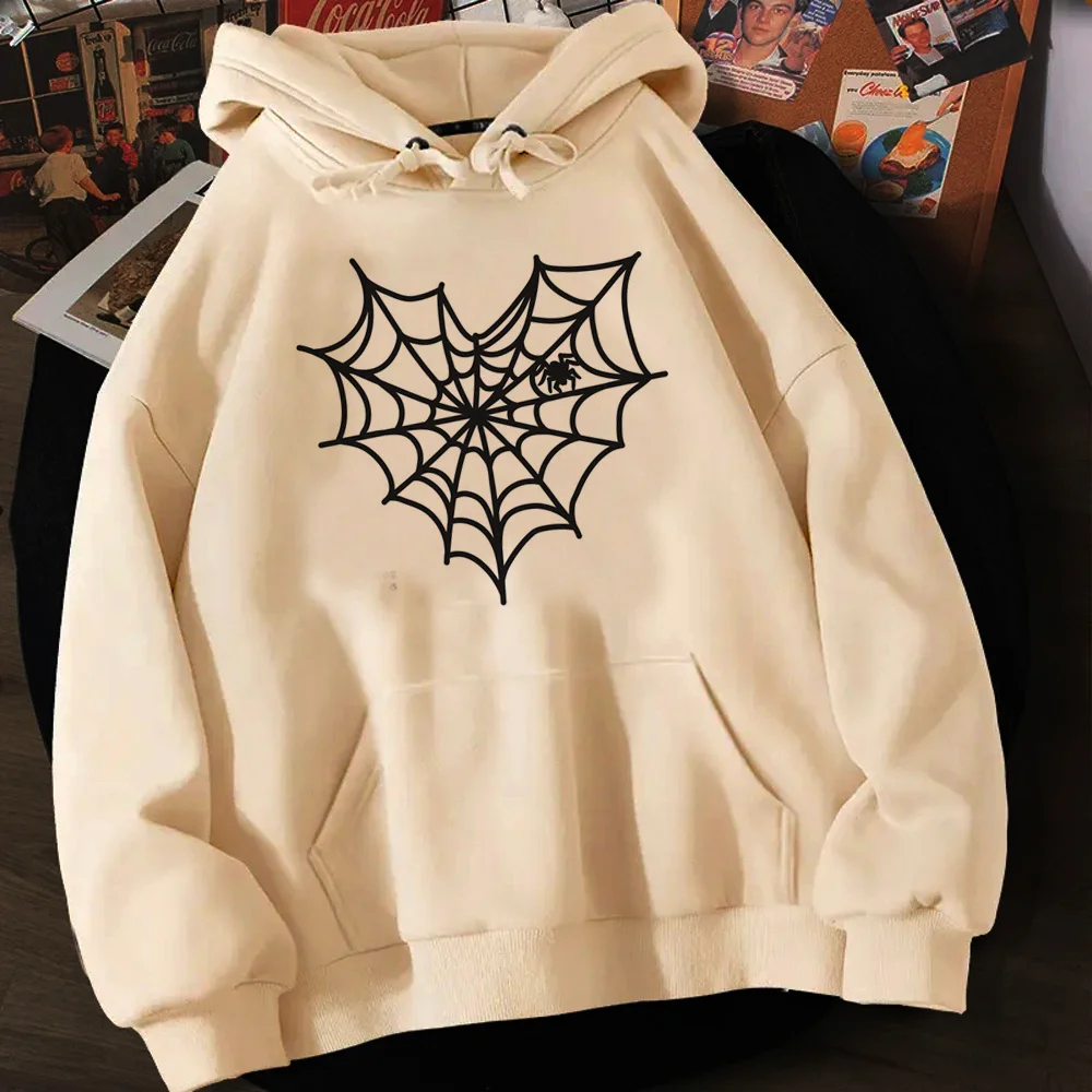 

Spider web hoodies women vintage anime streetwear funny sweater female Winter Hooded Shirt