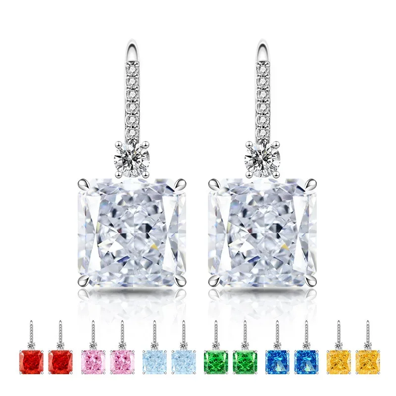 925 Sterling Silver Ice Flower Cut Crystal Zircon Perfume Bottle Ear Hook Birthday Anniversary Wedding Party Gift