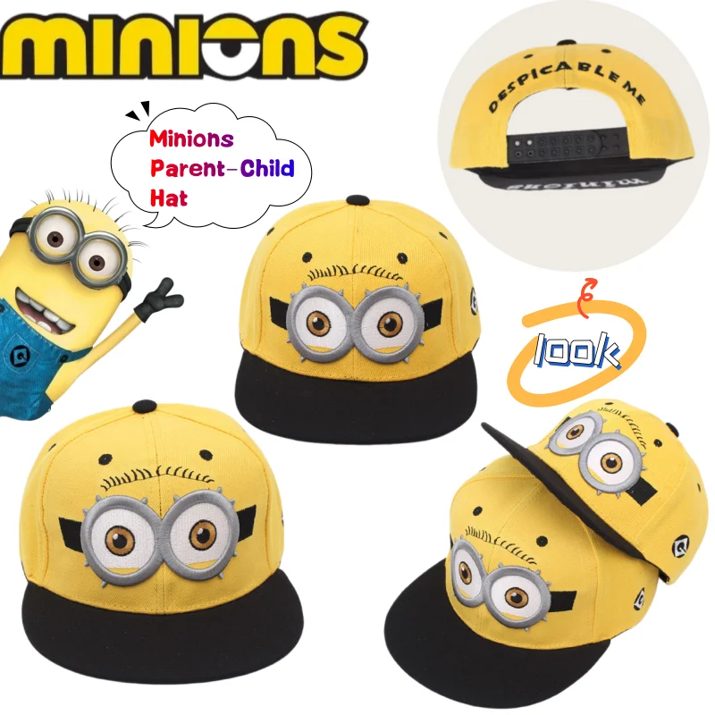 Boné de Beisebol Minions Despicable Me Kevin, Design Atraente, Formato Fofo, Proteção Solar para Pais e Filhos, Ajustável, Aba Larga