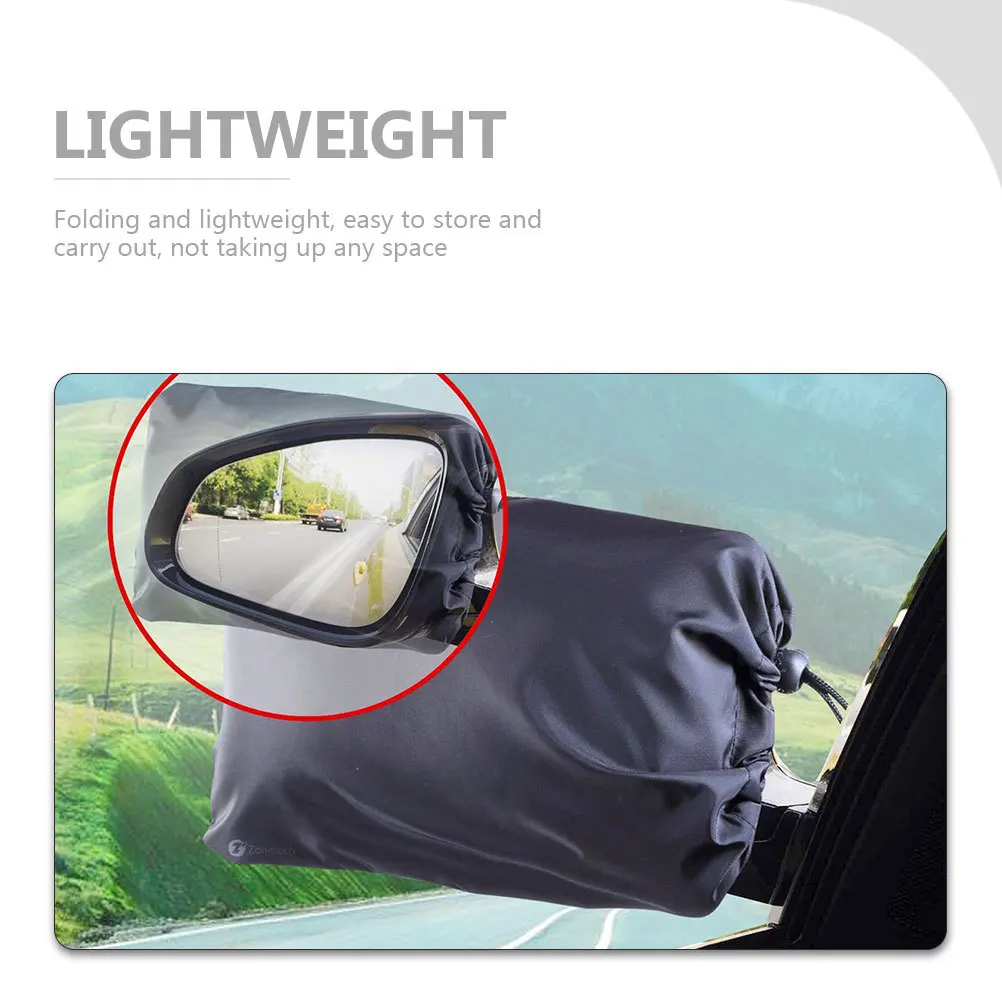 

2Pcs Rearview Mirror Cover Heavy Duty Oxford Fabric Foldable Lightweight Rain Snow Ice Frost Protection Easy Install No Tools