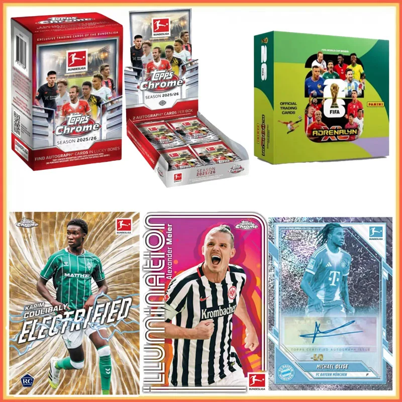 Cartão Original Genuíno Topps Chrome Bundesliga 2025-26 - Série Hobby/Valor, Coleção de Cartões de Estrelas do Futebol, Brinquedo, Presentes de Férias