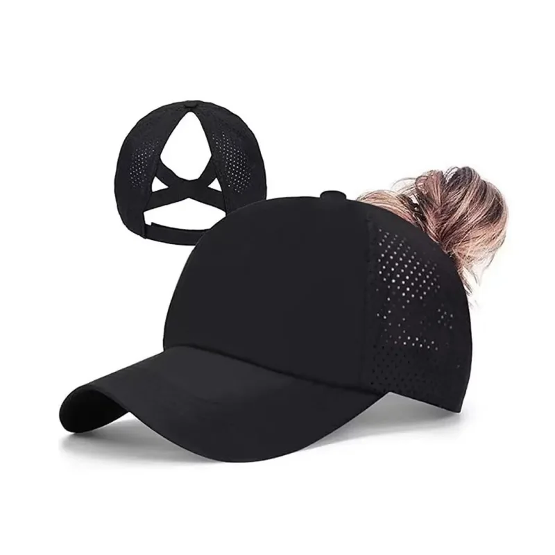 Schnell Trocknende Pferdeschwanz-Baseballkappe Atmungsaktives Mesh Criss-Cross-Rückenteil für Damen Snapback Dad Hat Atmungsaktive Mütze Outdoor Sonnenkappe – Detail 11