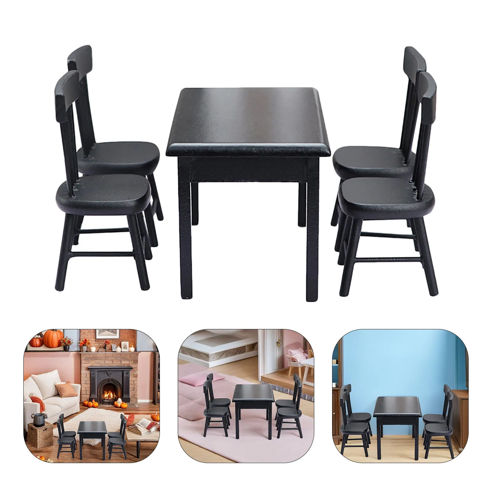 

5Pcs Miniature Dining Table Chairs Set Miniature Furniture Garden Decoration Micro Landscape Ornament DIY Garden Decor Kit