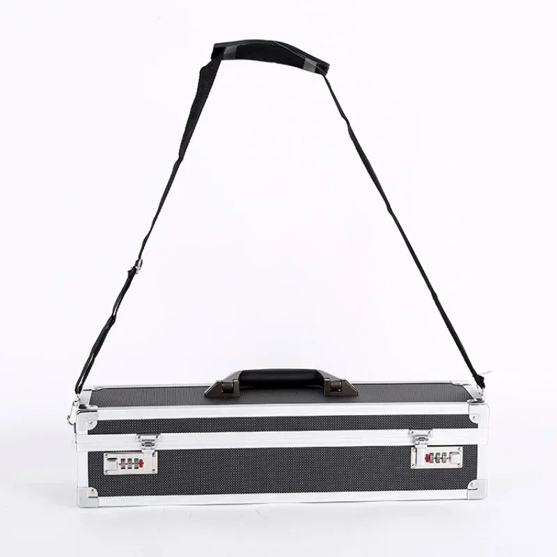 Aluminum Storage Box - Foam Liner, Toolbox Organizer with Shoulder Strap, 50cm Long X 12cm Wide X 12cm High