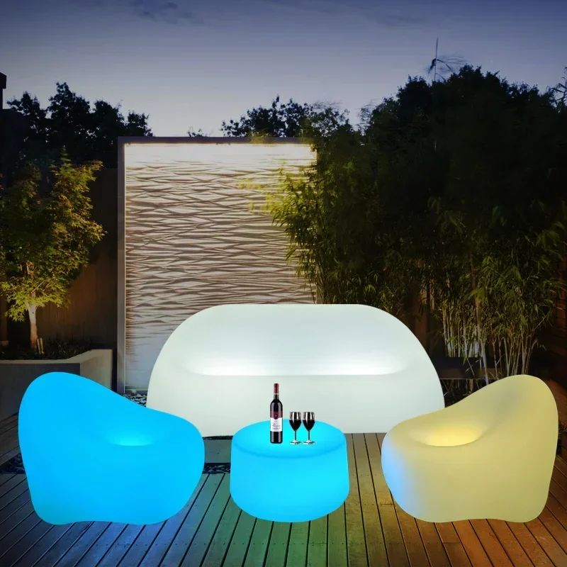 Creative luminous sofa chair combination leisure outdoor coffee table bar table loose table dining bar open air tables and chair