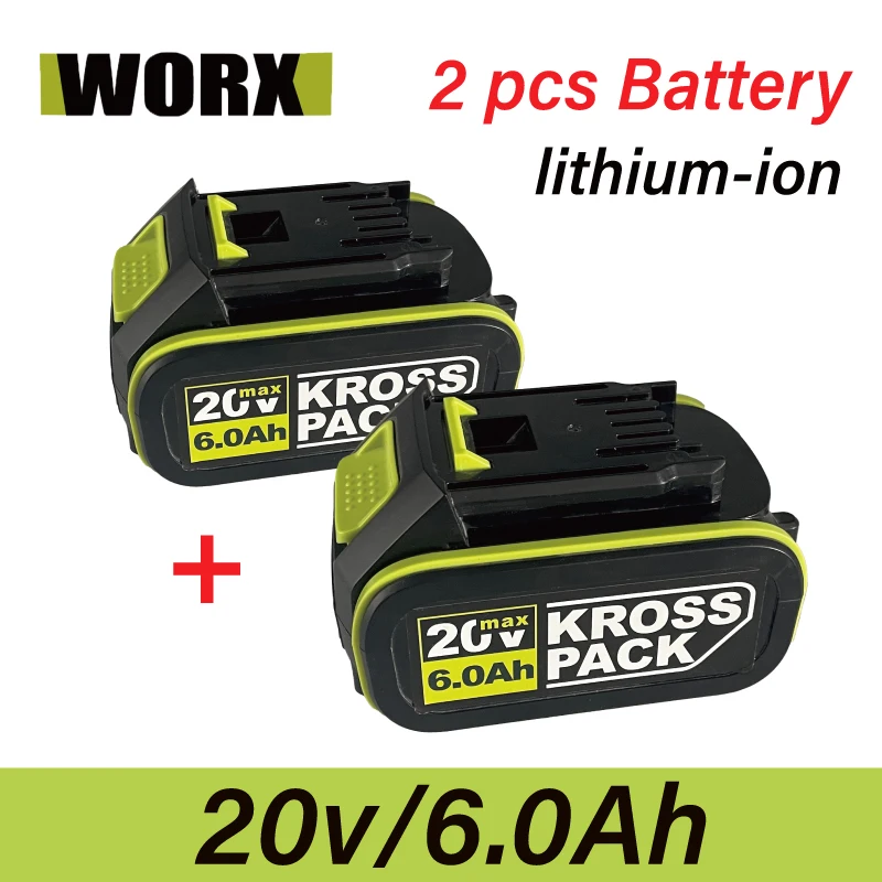 

WORX 20V 6.0Ah electric tool charging lithium battery replacement battery WA3551 WA3553 WX390 WX176 WX178 WX386 with charger