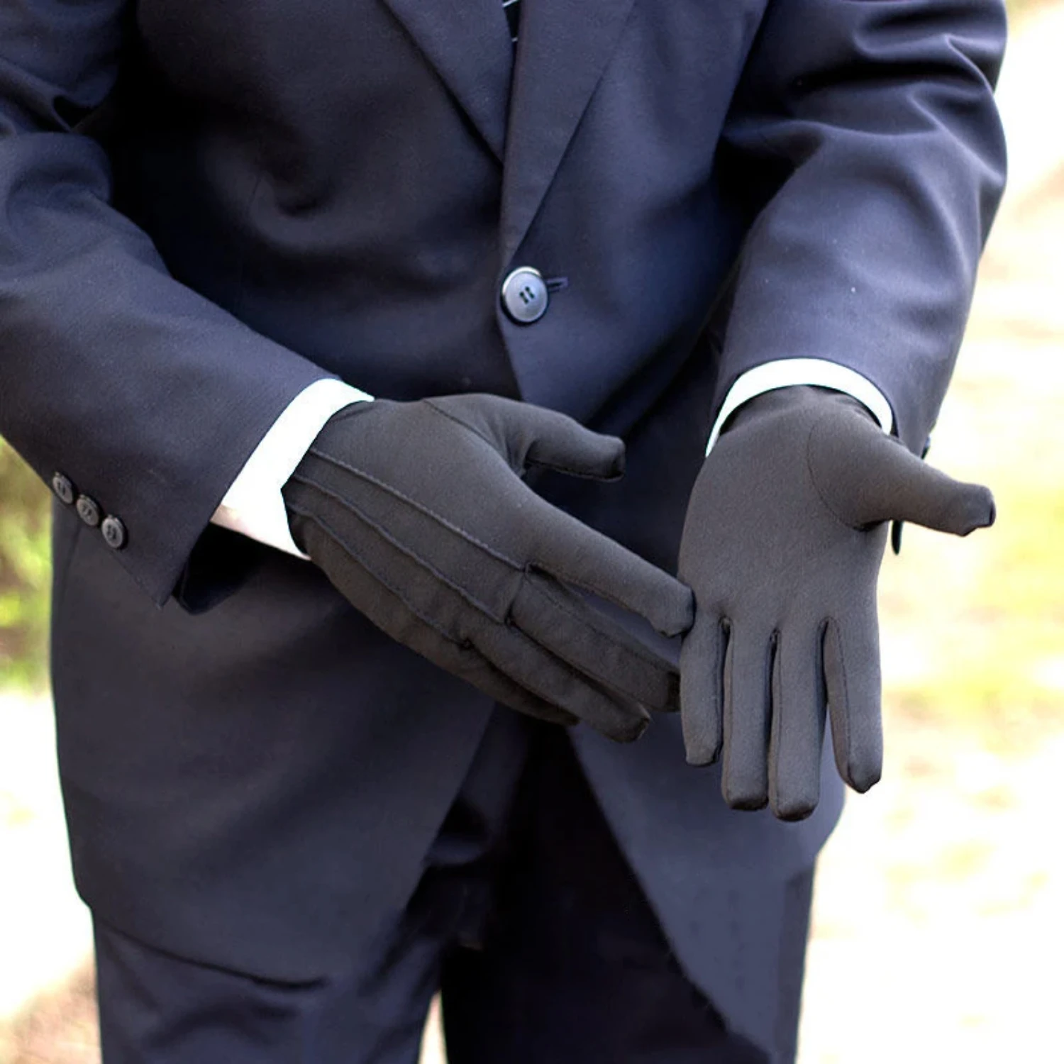 4PCS Black Cotton Gloves Formal Tuxedo  Guard Uniform Gloves  Police Server Funeral Parade Costume Coin Jewelry Silver