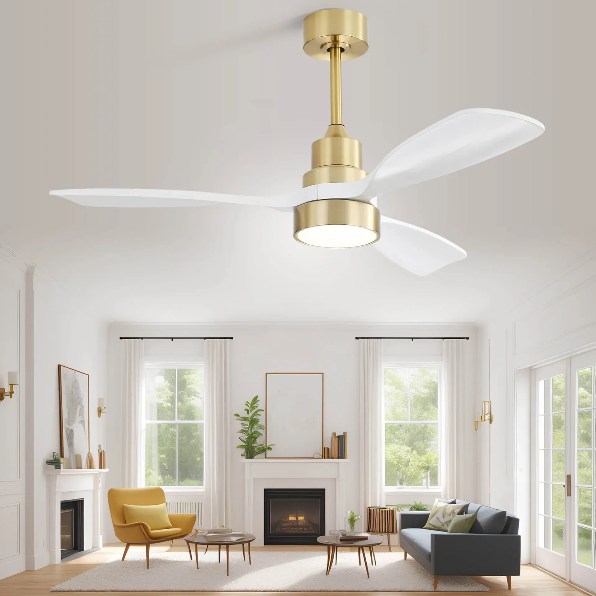 Sofucor Modern Economical 48-inch Ceiling Fan with LED Reversible DC 6-speed High wind and Remote control