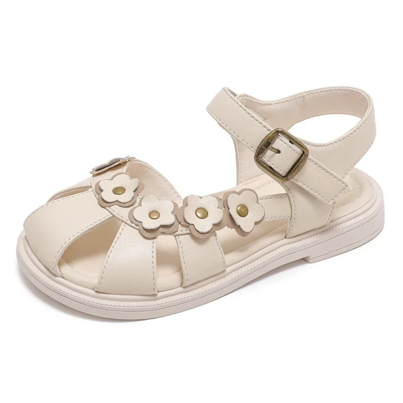 

Children's Roman Sandals 2025 Summer New Fashion Flower Girl Princess Sandals Soft Bottom Anti Slip Baby Kids Casual Beach Shoes