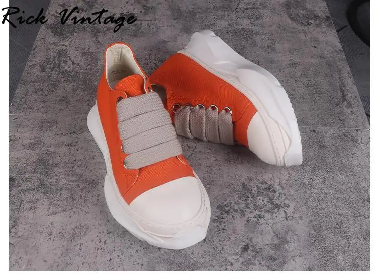 Rick Vintage buty główna ulica dla mężczyzn moda nowa platforma trampki kobiety oryginalne buty designerski płócienny grube sznurowadła Sneaker