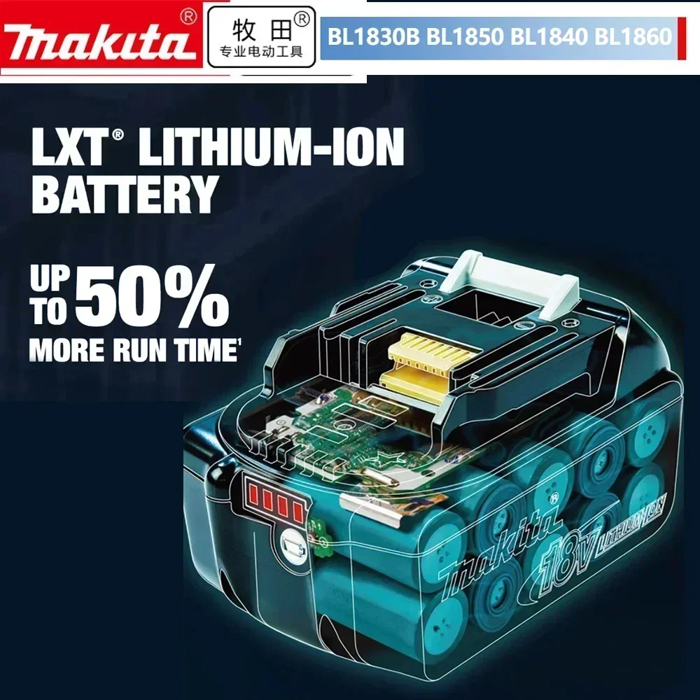 Batería recargable para herramientas eléctricas Makita, 100% Original, LED reemplazable de iones de litio 6,0 Ah, 18V, LXT