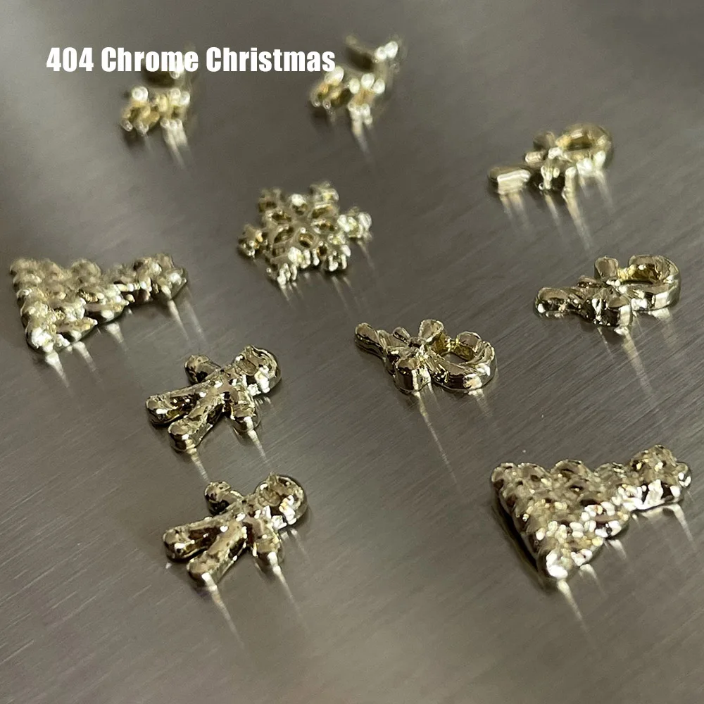 -Chromen Kerst-Gouden Metalen Bedels Peperkoek Man Sneeuwvlok Elanden Kerstboomvormige Legering Glanzende Nagelkunstdecoratie 404