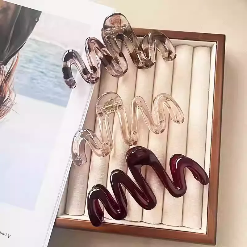 

Advanced Coffee Color Grab Clip Women's Large Hair Volume Shark Clip Hair Accessories Temperament Back of The Head Hair Clip