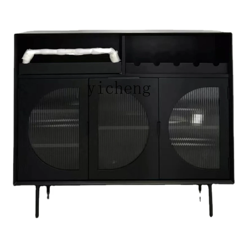 

ZC Black Sideboard Cabinet Modern Simple Home Kitchen Locker Wine Cabinet Wall Storage Cabinet Tea Cabinet Cabinet