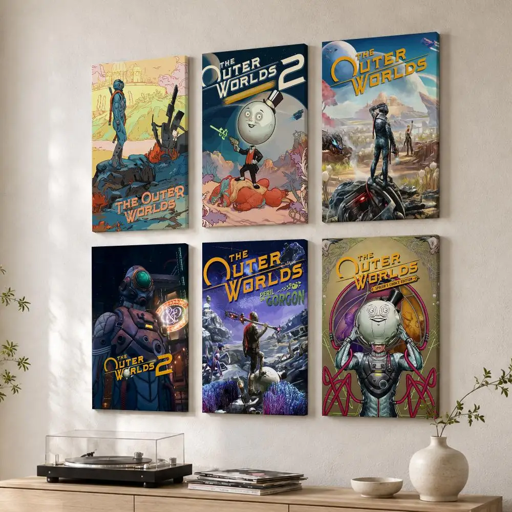 Game The O-Outer Worlds Framed Wall Painting Wood Canvas Poster For Living Room Bedroom Hallway Office Home Decor Gift