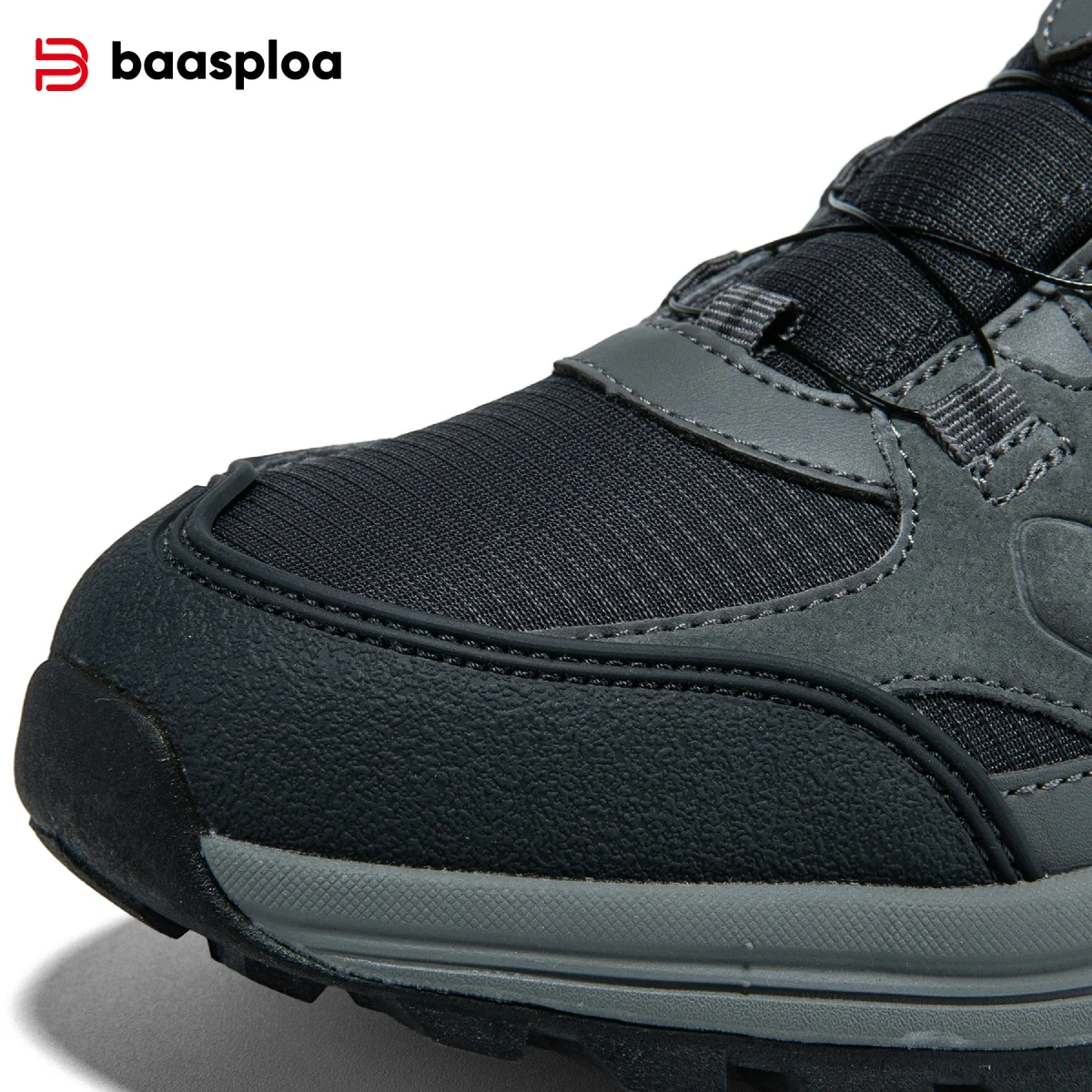 Baasploa Men Hiking Shoes New Rotating Button Trail Male Outdoor Shoes Leather Anti Splash Water Soft Walking Sneakers Non-Slip