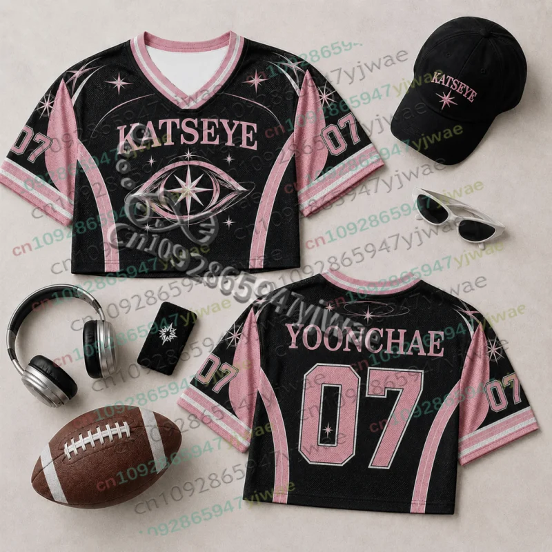 2026 KATSEYE Konzert Unisex Jersey Locker Modisch Yoonchae Lara&Sophia Daniela Fans T-Shirt Herren Damen Strand Crop Tee T-Shirts – Detail 6
